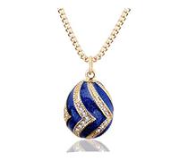 Générique Pendentif Style Oeuf de Fabergé Bleu Ondulations de Cristaux et sa chaîne (Déstockage Cessation d'activité Retraite)