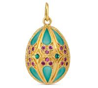 Générique Pendentif Style Oeuf Faberge Email Guilloché sur Argent (Vert) Provenance Saint Pétersbourg OA1