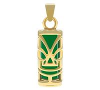 Générique Pendentif Tiki Plaqué Or 18 carats et Agate Verte - Mixte - idée Cadeau Anniversaire noël - Bijoux Homme Femme Enfant