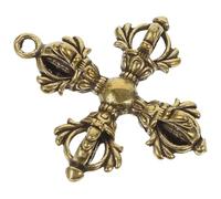 Générique Pendentif Vajra en Laiton Tibétain - Croix Vajra Décorative Vintage - Ornement Artisanal 1 Pièce pour Porte-Clés et Loisirs Créatifs - Accessoire Spirituel Symbolique et Décoratif