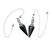 Générique Pendule Hexagonal en cristal naturel, 2 pièces, outil de guérison énergétique et de Divination par radiesthésie(OBSIDIAN)