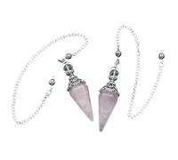 Générique Pendule Hexagonal en cristal naturel, 2 pièces, outil de guérison énergétique et de Divination par radiesthésie(Rose Quartz)