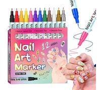 Générique Pens - Drawing Markers for Manicure | Gel Ink with Quick-Dry Feature, 12 Colors Fine Tip, DIY Journal Tool, Salon Home Accessory, Beginner Youth Women