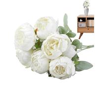 Générique Peony Artificial Flowers - 7 Heads Peony Silk Flowers for Lifelike Texture, Full Petals with Realistic Greenery, Floral Arrangement Bouquet for Outdoor Indoor Garden 12x10 inches