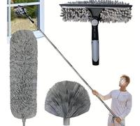 Générique Perche Telescopique Nettoyage Toiture | Kit De Dépoussiérage Haute Portée De De 6m avec Perche d'extension de 4.25m | Plumeau pour Plafond Haut Plumeau en Microfibre à Toile d'araignée