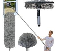 Générique Perche Telescopique Nettoyage Toiture | Kit De Dépoussiérage Haute Portée De De avec Perche d'extension de 4.25m | Plumeau pour Plafond Haut Plumeau en Microfibre à Toile d'araignée