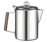 Générique Percolator Coffee Pot - Stainless Steel, 12-Cup Portable Coffee Percolator Vintage Design | Compact Brewing Machine, Durable Coffe Maker For Home, Family, Friends, Beach, RV Travel, Camping