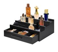 Générique Perfume Rack Organizer, Fragrance Display Stand,12.48x8.54in Three Layer Perfume Holder, Wooden Drawer Design, Elegant Black Finish for Watches, Room Decor, Vanity, Dresser Storage