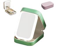 Générique Periodicali Travel Makeup Mirror, LED Makeup Case with 3 Color Modes, Portable LED Mirror with Storage for Travel (Green)