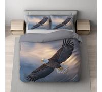 Générique Perle Housse de Couette Microfibre avec Motif Photo, Microfibre Douce Légère Facile d'entretien Linge de lit, Réaliste Vautour en Vol Parure de Lit 140 x 190 cm + 1 Taie 65 x 65 cm