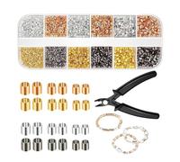 Générique Perles à Écraser pour Création de Bijoux | 2 200 Perles Avec Pince À Pincer | Accessoires De Fabrication De Bijoux Pour Collier Bracelet Pendentif