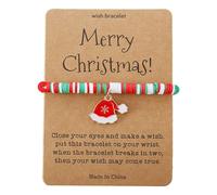 Générique Perles Bleu 8 Bijoux Card Handmade Cute Santa Soft Ceramic Bead Bracelet Bleu Rose 2 Classique Bracelet Bracelet Bijoux (D, One Size)