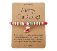 Générique Perles Bleu 8 Bijoux Card Handmade Cute Santa Soft Ceramic Bead Bracelet Bleu Rose 2 Classique Bracelet Bracelet Bijoux (C, One Size)