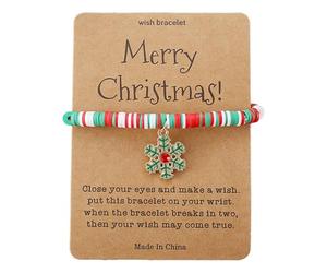 Générique Perles Bleu 8 Bijoux Card Handmade Cute Santa Soft Ceramic Bead Bracelet Bleu Rose 2 Classique Bracelet Bracelet Bijoux