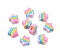 Générique Perles Étoiles en Polymère, Multicolores avec Rayures, pour Bijoux et Créations, 200 Pièces