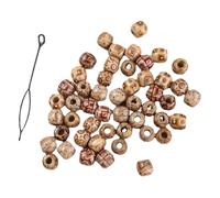 Générique Perles pour Tresses et Dreadlocks en Bois 60 Pcs Multicolores Grandes Perles Décoratives pour Cheveux Accessoires Créatifs pour Coiffure et Loisirs Festivals et Soirées