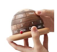 Générique Perpetual Wooden Desk - Planet Style Date Blocks, Reusable Rustic Tabletop Time Display | Decorative Wood for Desktop Home Office Shelf Decor Use