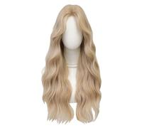 Générique Perruque Complète pour Femme, Cheveux Longs Et Bouclés Résistants à La Chaleur, Bonnet De Perruque à Taille Réglable, Perruque en Fibre Naturelle (Gream Blonde)