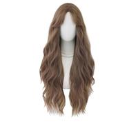 Générique Perruque Longue Ondulée pour Femme, Perruque en Fibre Résistante à La Chaleur, Perruque Marron Lin Clair, Perruque De 27 Pouces, Perruque De Jeu De Rôle Dhalloween (Light Linen Brown)