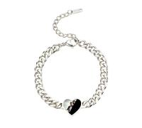 Générique Personalised Hidden Heat-activated Photo Bracelet, Engraved on Back Color Changing with Temperature Picture Reveal Bracelet Birthday Valentine's Day Gift for Friends Couple (Silver heart)