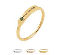 Générique Personalized Birthstone Name Memorial Ring, Custom Name Date Ring for Women, Memorial Rings for Husband, Memory Jewelry, Valentine’s Day Birthday Gifts for Loss of Loved One (Gold)
