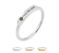 Générique Personalized Birthstone Name Memorial Ring, Custom Name Date Ring for Women, Memorial Rings for Husband, Memory Jewelry, Valentine’s Day Birthday Gifts for Loss of Loved One (Silver)