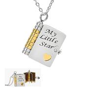 Générique Personalized Book Necklace for Daughter Engraved Pendant, Stainless Steel Adjustable Chain (Mixed Color*1pcs)