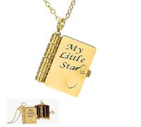 Générique Personalized Book Necklace for Daughter Engraved Pendant, Stainless Steel Adjustable Chain (Gold*1pcs)