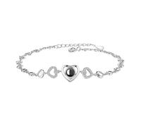 Générique Personalized Customized Love Color Projection Bracelet With Photo Birthday Commemorative Gift For Mother, Lady, Wife, Daughter, Grandmother (Silver)