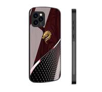 Générique Personalized Golden Horse Wood Grain Magnetic Tempered Glass Case, Anti-Peeping Magnetic Tempered Glass Double-Sided for Phone Case for iPhone 14/15/16 Pro Max (for iPhone16promax,Red)
