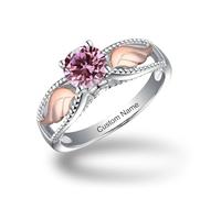 Générique Personalized Hug From Heaven Angel Wings Birthstone Ring, Customized Name Hug Rings Granddaughter, Personalized Rings for Women Jewelry Birthday Gifts