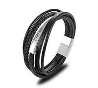 Générique Personalized Leather Bracelet for Men,Black Braided Leather ID Bracelet for Men,Custom Stainless Steel Engraved Bracelets Gift for Valentines Day,Father's Day,Thanksgiving Day,Christmas