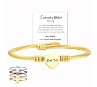 Générique Personalized Name&Date Memorial Bracelet, Backbass Customized Name Stainless Steel Heart Open Bracelets, Womens Customized Inspirational Engraved Bracelet, Jewelry Gifts (Gold)