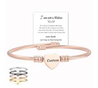 Générique Personalized Name&Date Memorial Bracelet, Backbass Customized Name Stainless Steel Heart Open Bracelets, Womens Customized Inspirational Engraved Bracelet, Jewelry Gifts (Rose gold)
