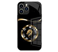 Générique Personalized Name Magnetic Gradient Dragon Pattern Glass Phone Case, for Phone 11/12/13/14/15/16/Pro/Pro Max (Black,13 ProMax)