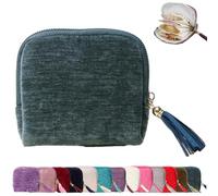 Générique Personalized Travel Jewelry Case, Small Travel Jewelry Organizer with Tassel Zipper & 5 Compartments for Bracelet, Ring, Carring and Bangle, Protect Jewelry from Scratche (Grey Blue)