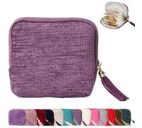 Générique Personalized Travel Jewelry Case, Small Travel Jewelry Organizer with Tassel Zipper & 5 Compartments for Bracelet, Ring, Carring and Bangle, Protect Jewelry from Scratche (Crystal purple)