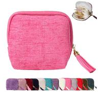 Générique Personalized Travel Jewelry Case, Small Travel Jewelry Organizer with Tassel Zipper & 5 Compartments for Bracelet, Ring, Carring and Bangle, Protect Jewelry from Scratche (Light Red)