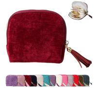 Générique Personalized Travel Jewelry Case, Small Travel Jewelry Organizer with Tassel Zipper & 5 Compartments for Bracelet, Ring, Carring and Bangle, Protect Jewelry from Scratche (Dark Red)