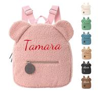 Générique Personnalisable Sac a Dos Enfant, Petit Sac à Dos Bebe, Rose | Avec Nom Brodé, Mini Cartable Maternelle, Ours Teddy en Peluche Douce, pour Fille et Garcon, 31 x 24 cm