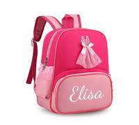 Générique Personnalisable Sac a Dos Fille, Sac a Dos Personnalisé Enfant Prenom, Sac à Dos Bébé Crèche, Cartable Fille Maternelle, Petit Sac a Dos Enfant 33 * 26cm, Sac de Danse (Rose Foncé)