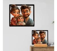 Générique Personnalisé 3D Cartoon Style Photo en Acrylique - Portraits de Dessin Animé Personnalisés Selon les Photos, Portrait Caricature Cadeaux de Saint Valentin Couple Anniversaire