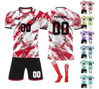 Générique Personnalisé Maillot de Foot,Concevez Votre Propre nom de Maillot de Pied,numéros,Logo,25/26 Saison Nouveau Maillot de Football vêterments pourgarçons Adultes Costume (Style 14)