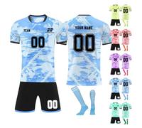 Générique Personnalisé Maillot de Foot,Concevez Votre Propre nom de Maillot de Pied,numéros,Logo,25/26 Saison Nouveau Maillot de Football vêterments pourgarçons Adultes Costume (Style 16)