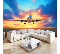 Générique Personnalisé Style Photographie Papier Peint Mural Coucher Soleil Avion, Geant Intissé Poster Photo 250 x 175 cm pour Salon Chambre Fond Tv Murale Décoration Papier Peint Panoramique