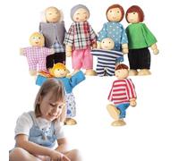 Générique Personnes Miniatures en Bois - 8 Figurines Familiales De Maison De, s Humaines Pliables, Ensemble De Jeu De Simulation | Jouets De Figurines De Personnages Posables, Cadeau Éducatif pour