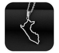 Générique Peru Necklace With City Name Fashion Stainless Steel Country Republic Flag Pendant Jewelry for Women Men Commemorative Gift (Style D)