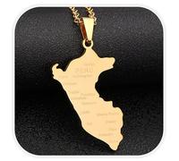 Générique Peru Necklace With City Name Fashion Stainless Steel Country Republic Flag Pendant Jewelry for Women Men Commemorative Gift (Style E)