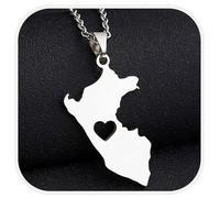 Générique Peru Necklace With City Name Fashion Stainless Steel Country Republic Flag Pendant Jewelry for Women Men Commemorative Gift (Style H)