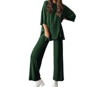 Générique Peshoriadm Casual 2-Piece Loose-Fit Short Sleeve Top & Wide-Leg Pants Set With Pockets,Matching Outfit for Daily Wear (#8,XL)
